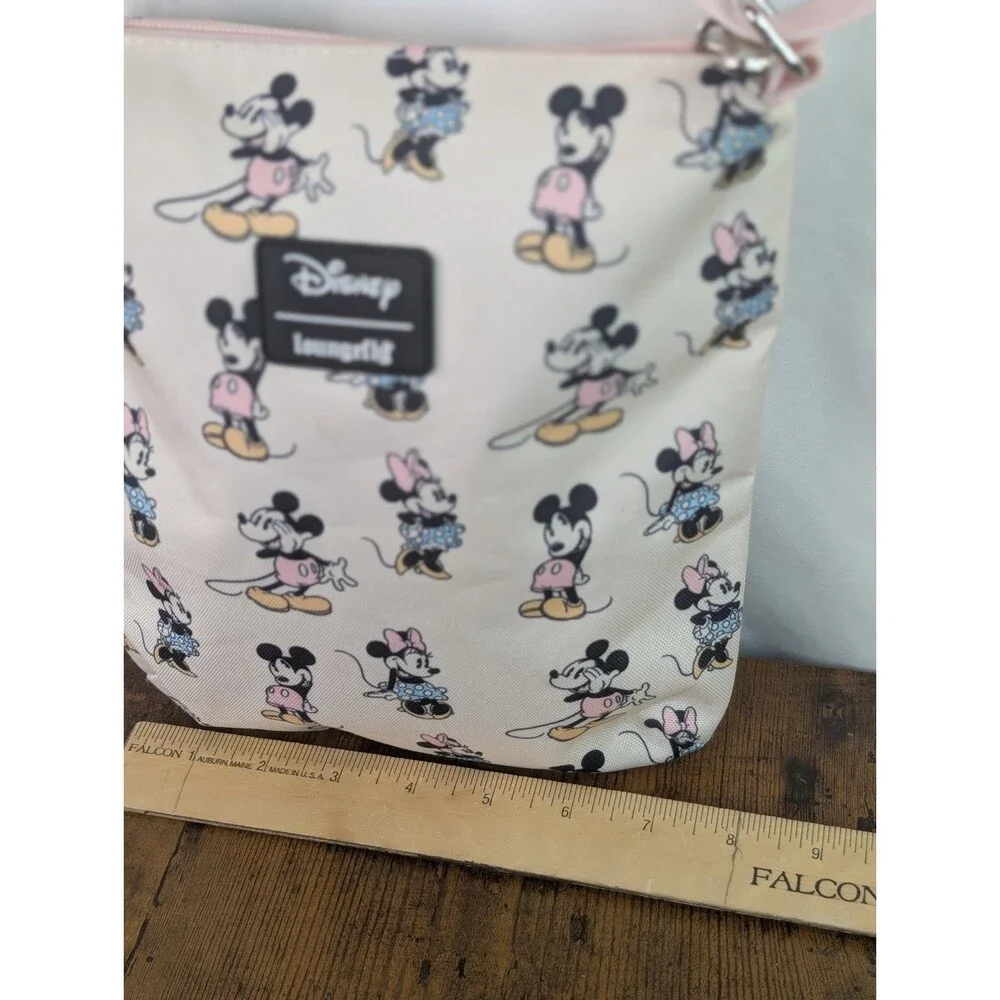 Disney Loungefly Mickey Minnie Mouse AOP Canvas Crossbody Passport Bag
